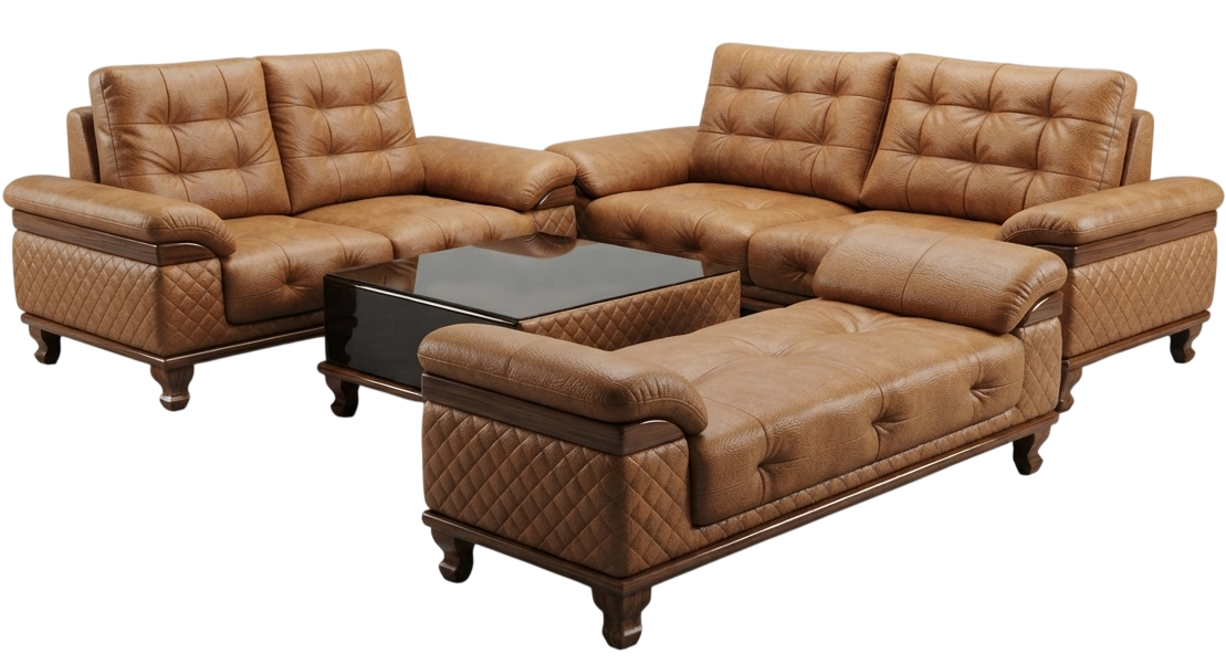 Sofas and recliners on display at Alpha Furniture, JP Nagar